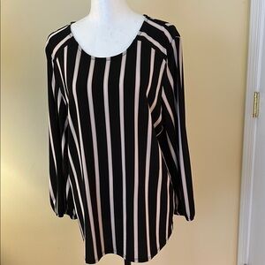 Adrianna Papell Black/Beige/White Long Sleeve Tunic